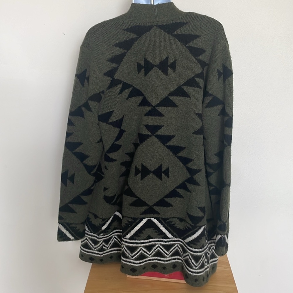 Frye Aztec Geometric Patterned Open Face Cardigan… - image 5